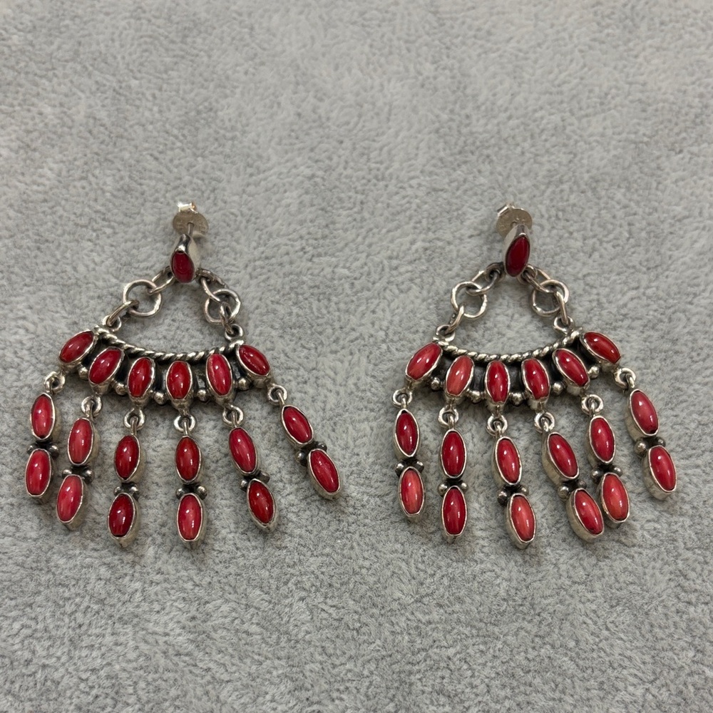 Elegant Red and Pink Dangle Earrings